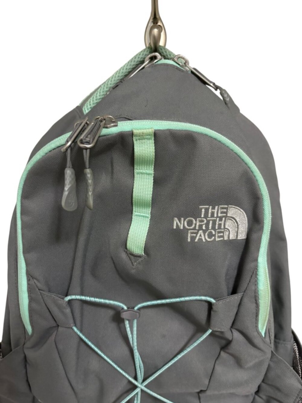 The North Face Backpack Gray Green FlexVent Daypack Laptop Bag - Picture 3 of 8